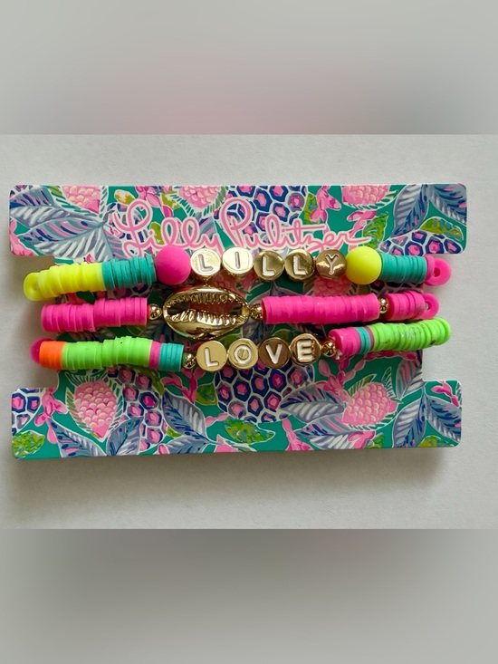 Lilly Pulitzer Jewelry - New Lilly Pulitzer colorful clay bead and letter charm bracelet set